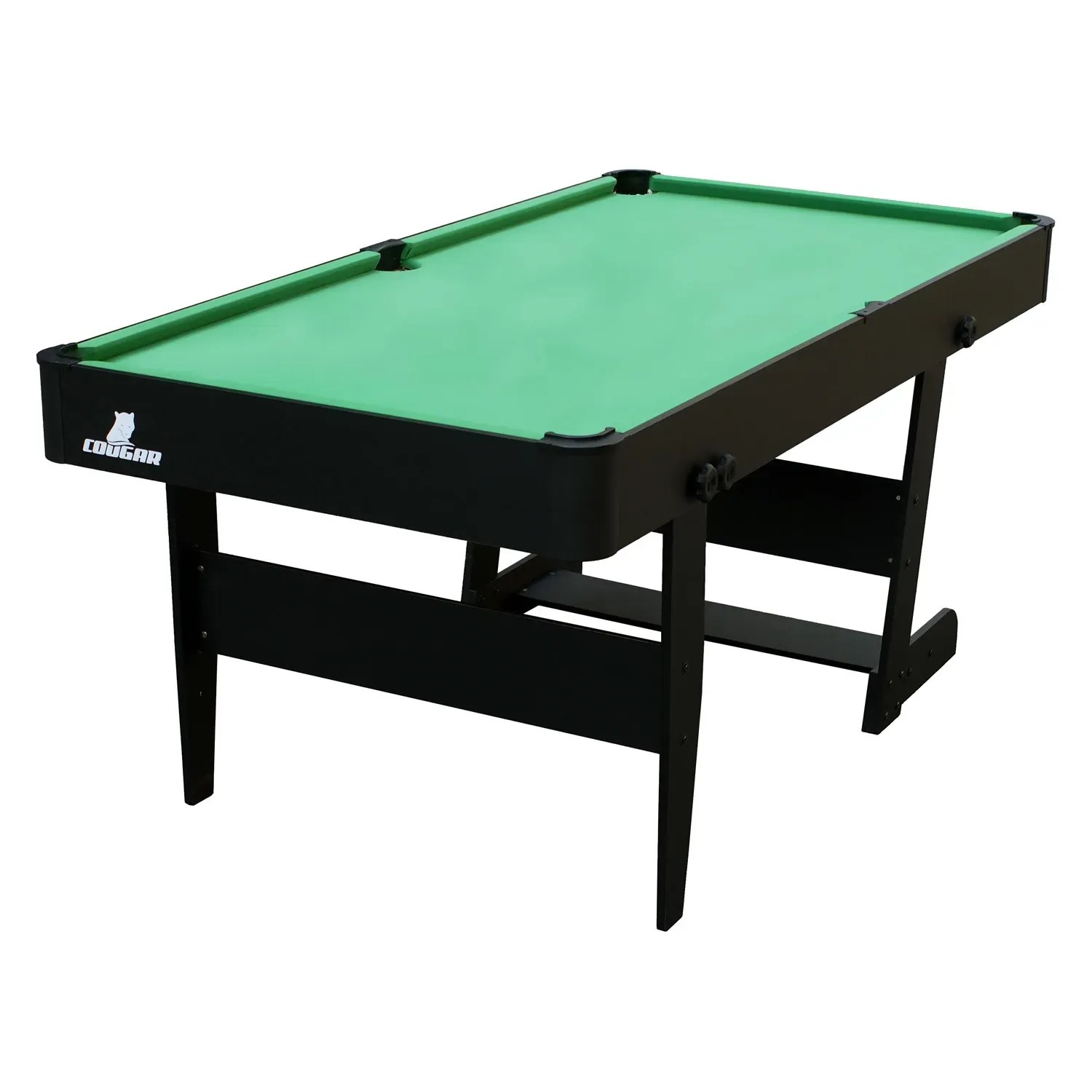 Cougar Billardtisch Hustle XL, faltbar, schwarz mit grünem Spielfeld. Inkl. Zubehör.