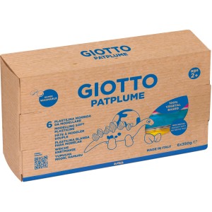 Giotto Patplume Knetmasse-Set mit 8 Farben im Karton, ideal für Kinder zum kreativen Spielen.