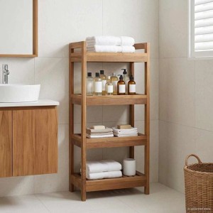 vidaXL Badregal Natur 45 x 30 x 97 cm Massivholz Teak 42024277