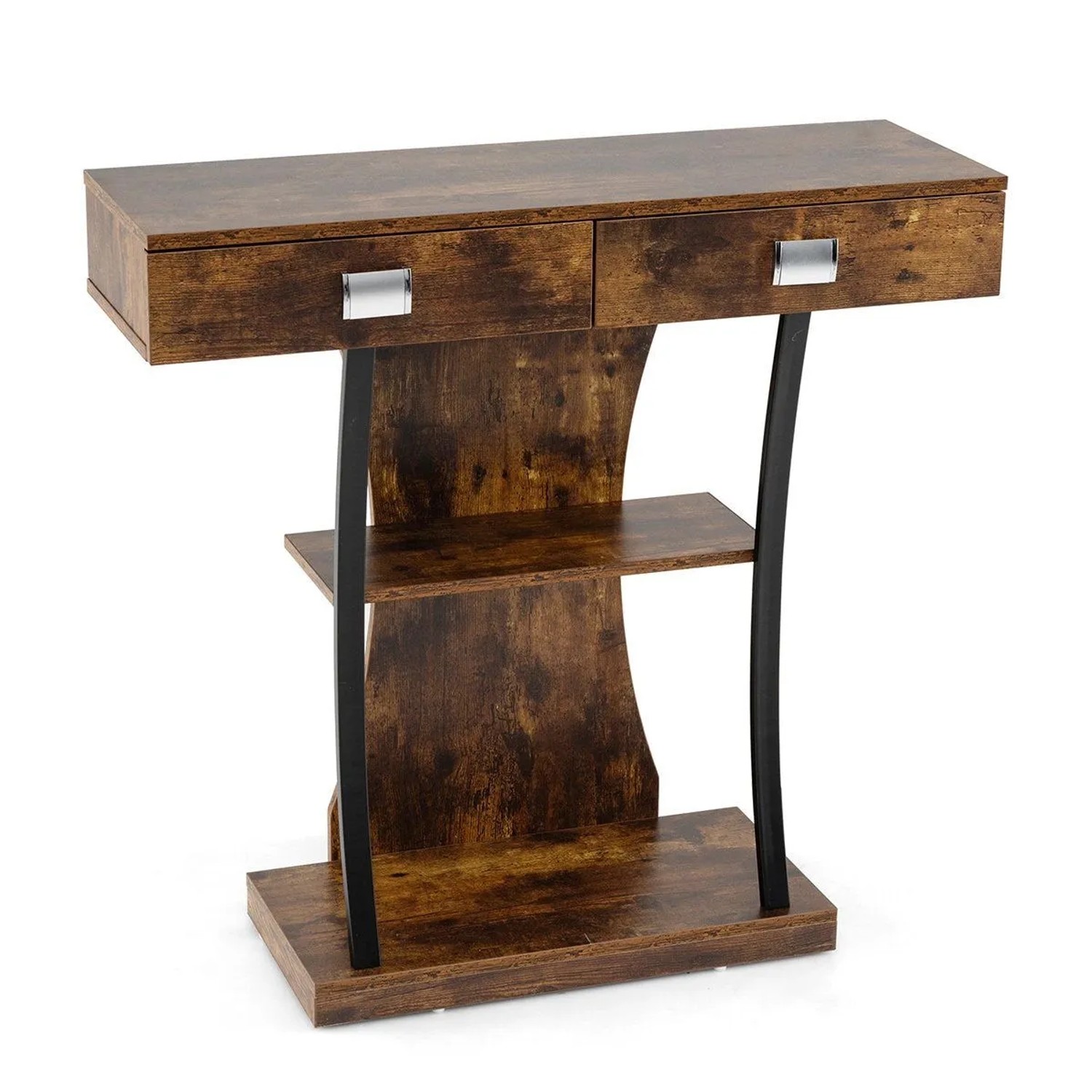 Costway Konsolentisch mit 2 Schubladen & 2 Ablagen 91 x 30 x 87 cm