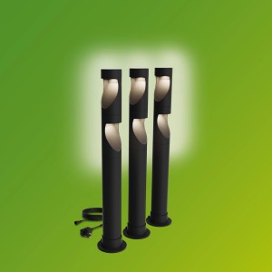 Philips Desi LED Sockelleuchte, 3er Set, Schwarz. Niedervolt Gartenleuchten für den Außenbereich.