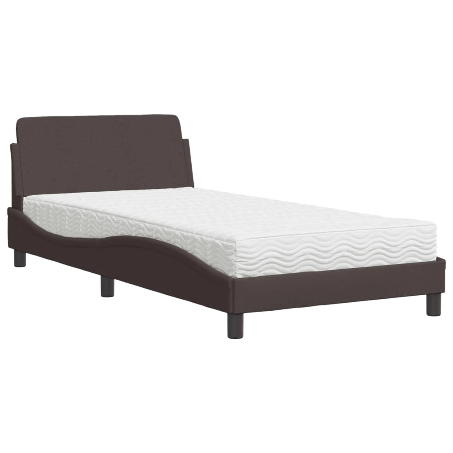 vidaXL Bett mit Matratze Dunkelbraun 100x200 cm Stoff Modell 12008256