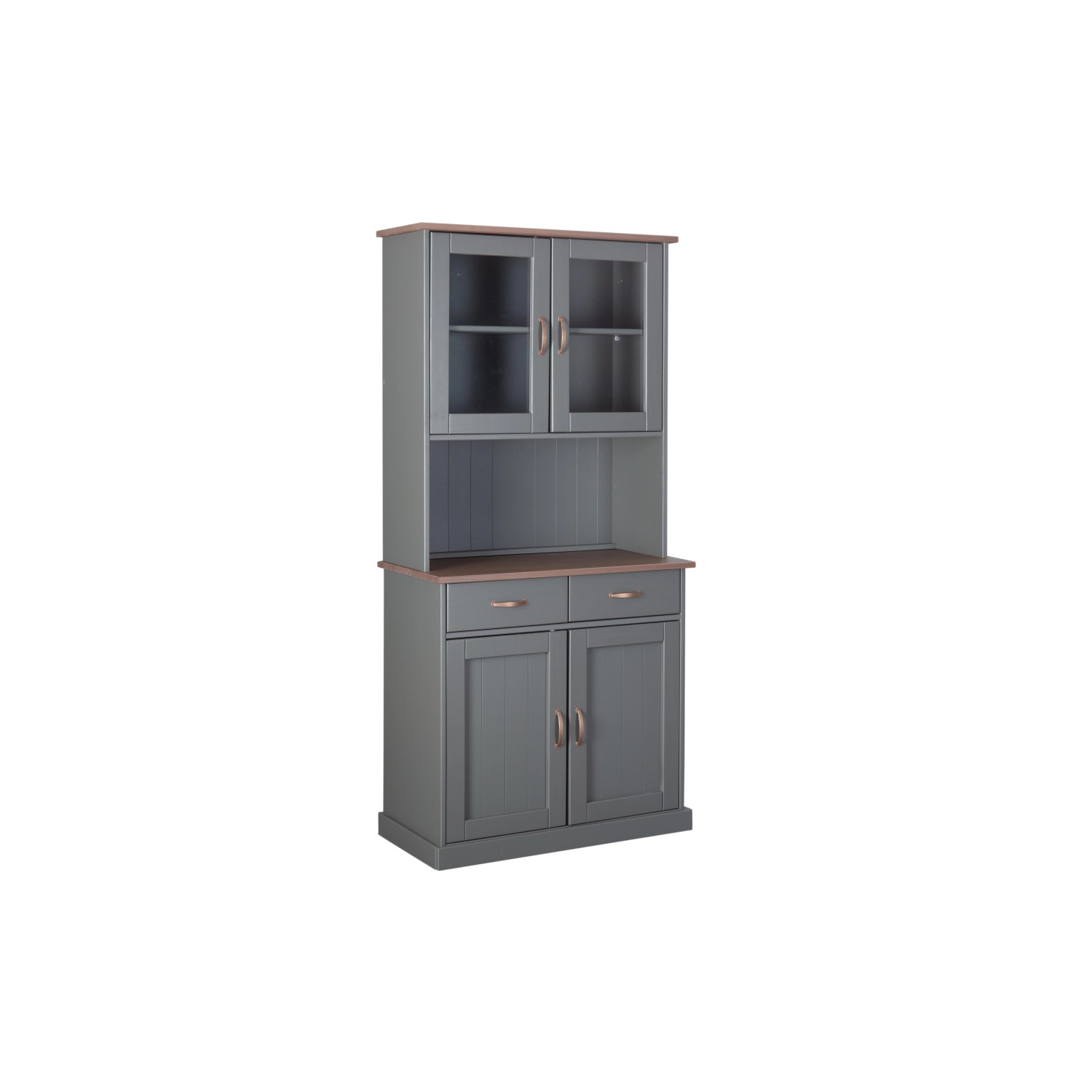 ebuy24 Luzerna Vitrinenschrank 2+2 Türen und 2 Schubladen Grau Braun günstig online kaufen