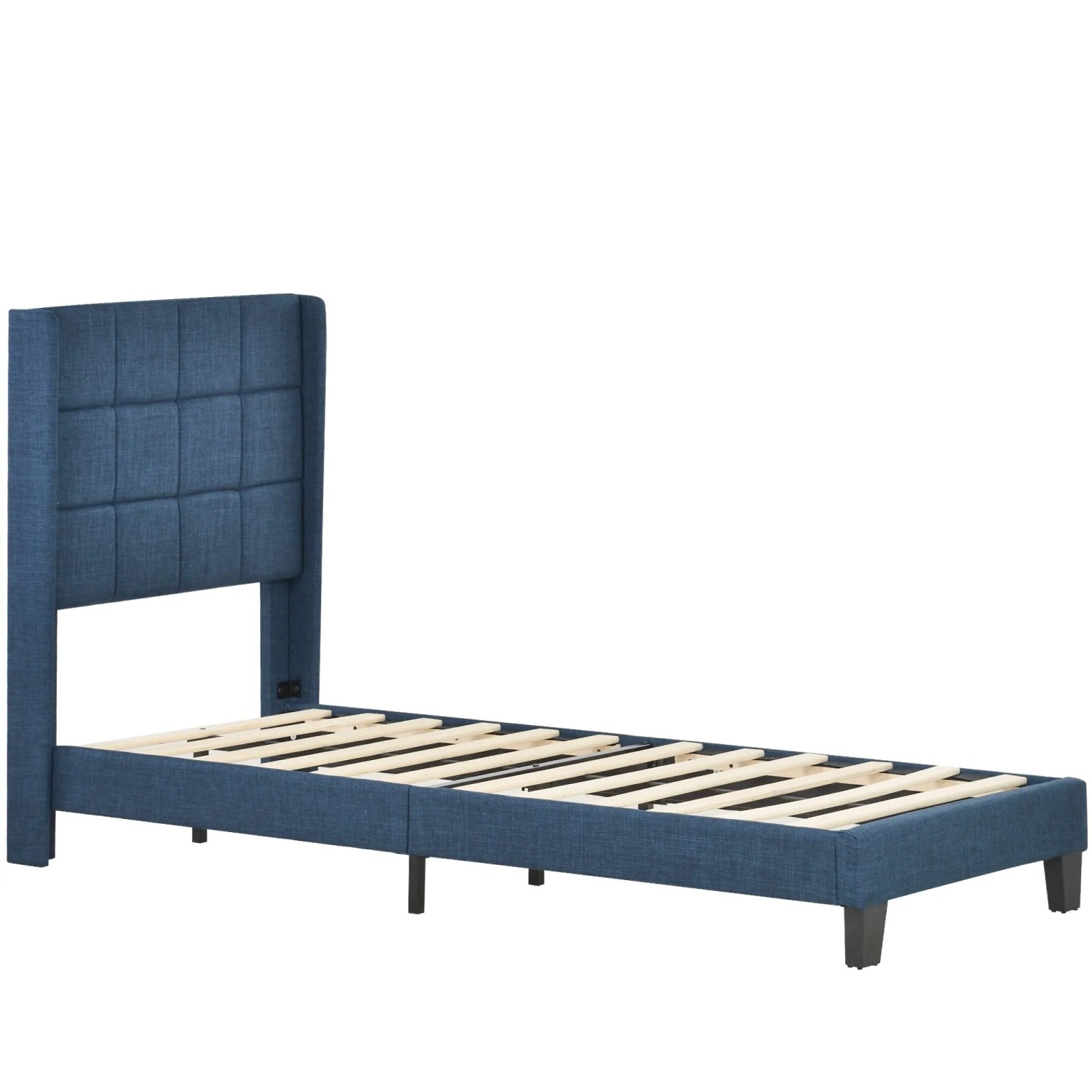 Merax Polsterbett 90x200 Blau Leinen Mit Matratze