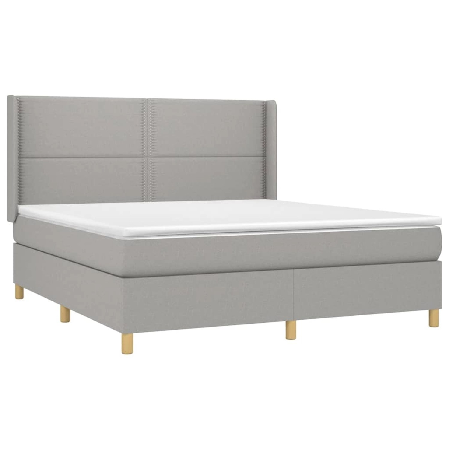 vidaXL Boxspringbett mit Matratze & LED Hellgrau 180x200 cm Stoff 3138813 günstig online kaufen