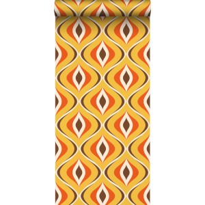 Sanders & Sanders Tapete Retro-Ornamente Gelb und Orange 50 x 900 cm
