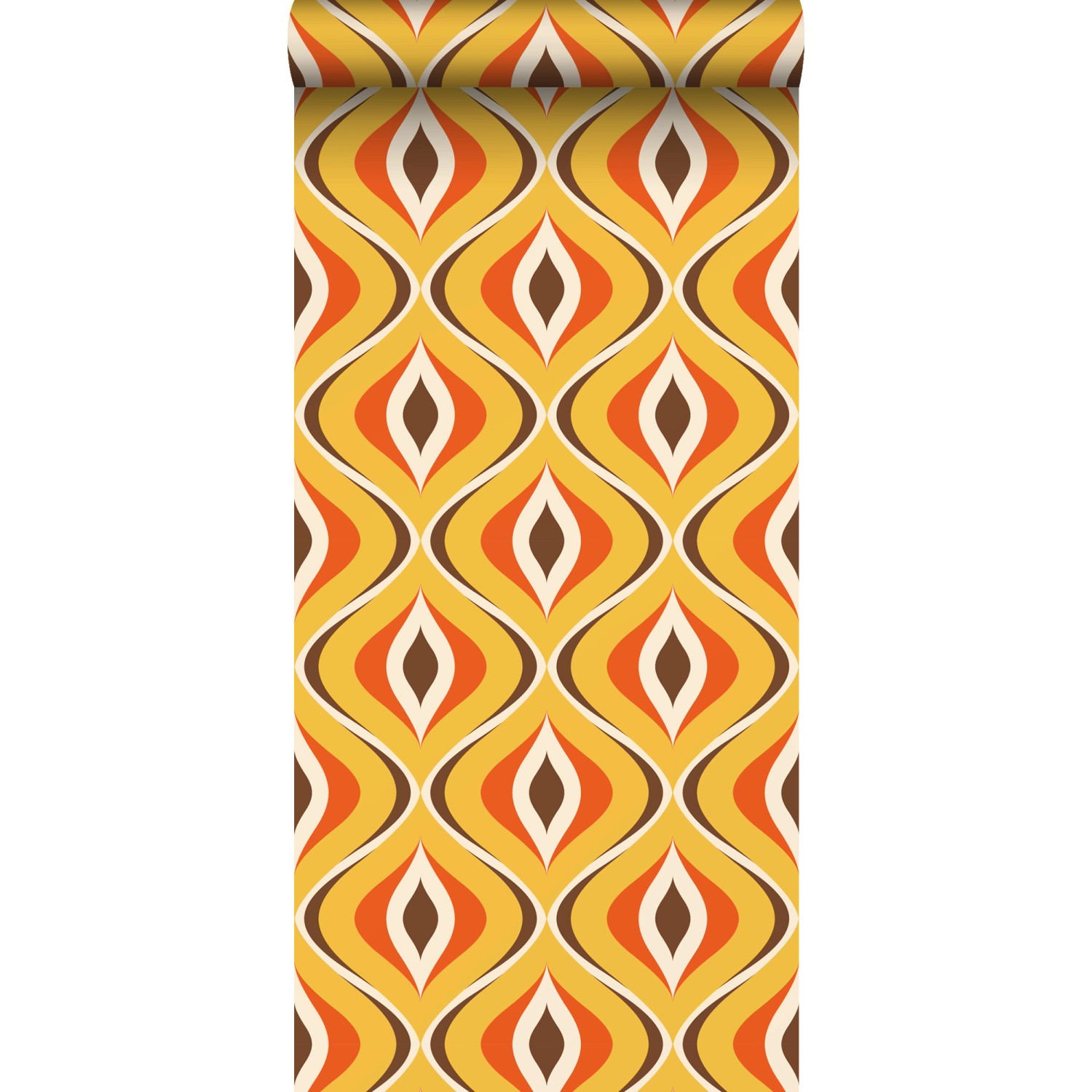 Sanders & Sanders Tapete Retro-Ornamente Gelb und Orange 50 x 900 cm günstig online kaufen