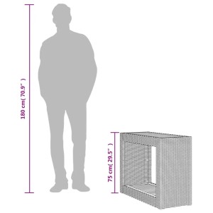 Schwarzer vidaXL Garten-Beistelltisch aus Rattan mit Holzplatte und Ablage.