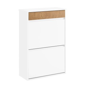 SoBuy Schuhschrank Schmal mit Schublade Schuhkommode mit 2 Klappen 61x91x26cm Weiß FSR205-WN