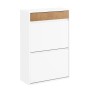 SoBuy Schuhschrank Schmal mit Schublade Schuhkommode mit 2 Klappen 61x91x26cm Weiß FSR205-WN