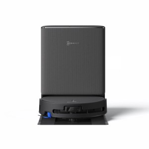 ECOVACS DEEBOT T90 PRO OMNI Saug- und Wischroboter in dunkler All-in-One-Station. Moderner Staubsauger mit Ladestation.