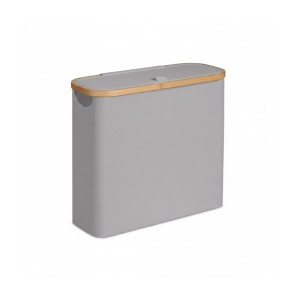 Relaxdays Toilettenpapier Aufbewahrung Polyester Bambus Grau für 12 Rollen 38 cm x 43 cm x 17 cm 0,6 kg