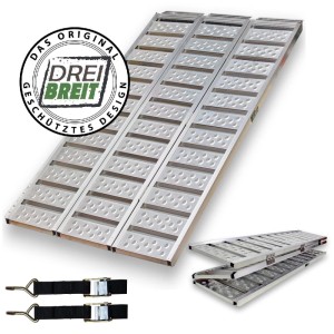 DREIBREIT Alu Auffahrrampe, 2-fach klappbar, 175cm, Tragkraft 1020kg, Zubehör für Autoanhänger.