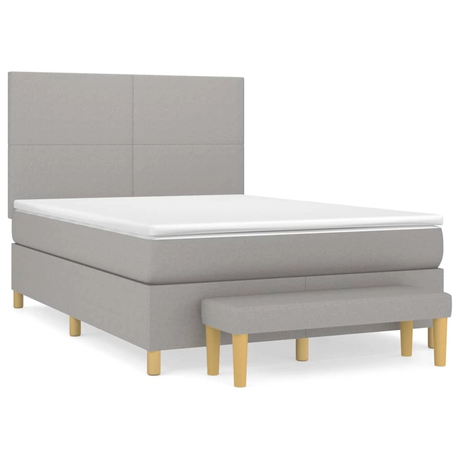 vidaXL Boxspringbett Boxspringbett mit Matratze Hellgrau 140x200 cm Stoff B günstig online kaufen