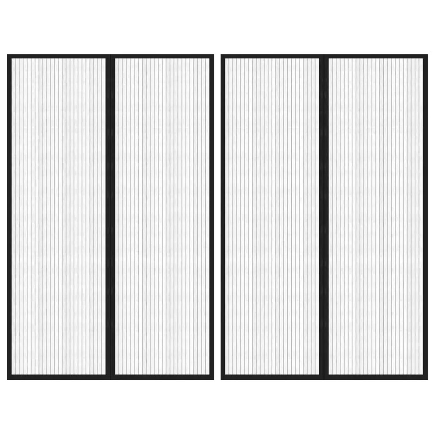 vidaXL Fliegengitter-Türvorhänge 2 Stk Magnet Schwarz 220x130 cm 314689