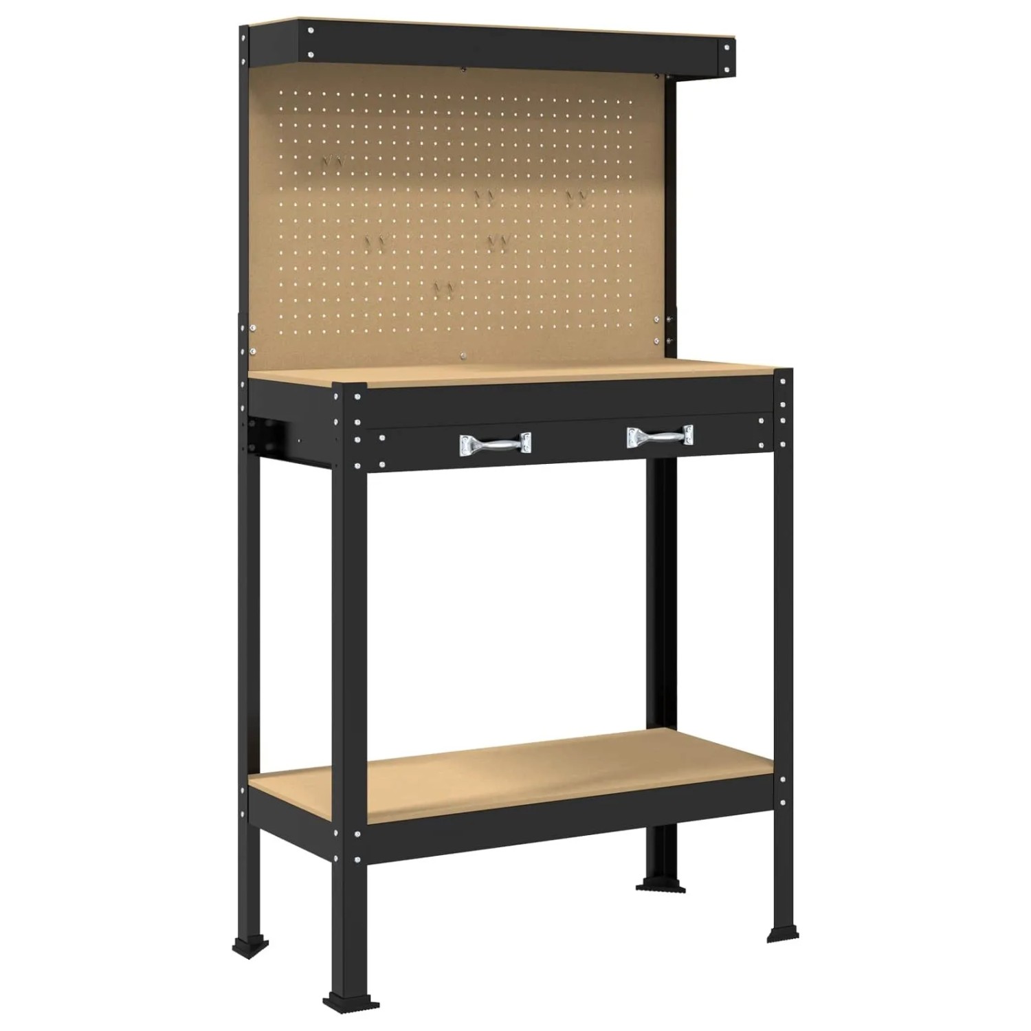 vidaXL Werkbank Schwarz 81 x 41 x 145 cm Holzwerkstoff und Metall 42020129