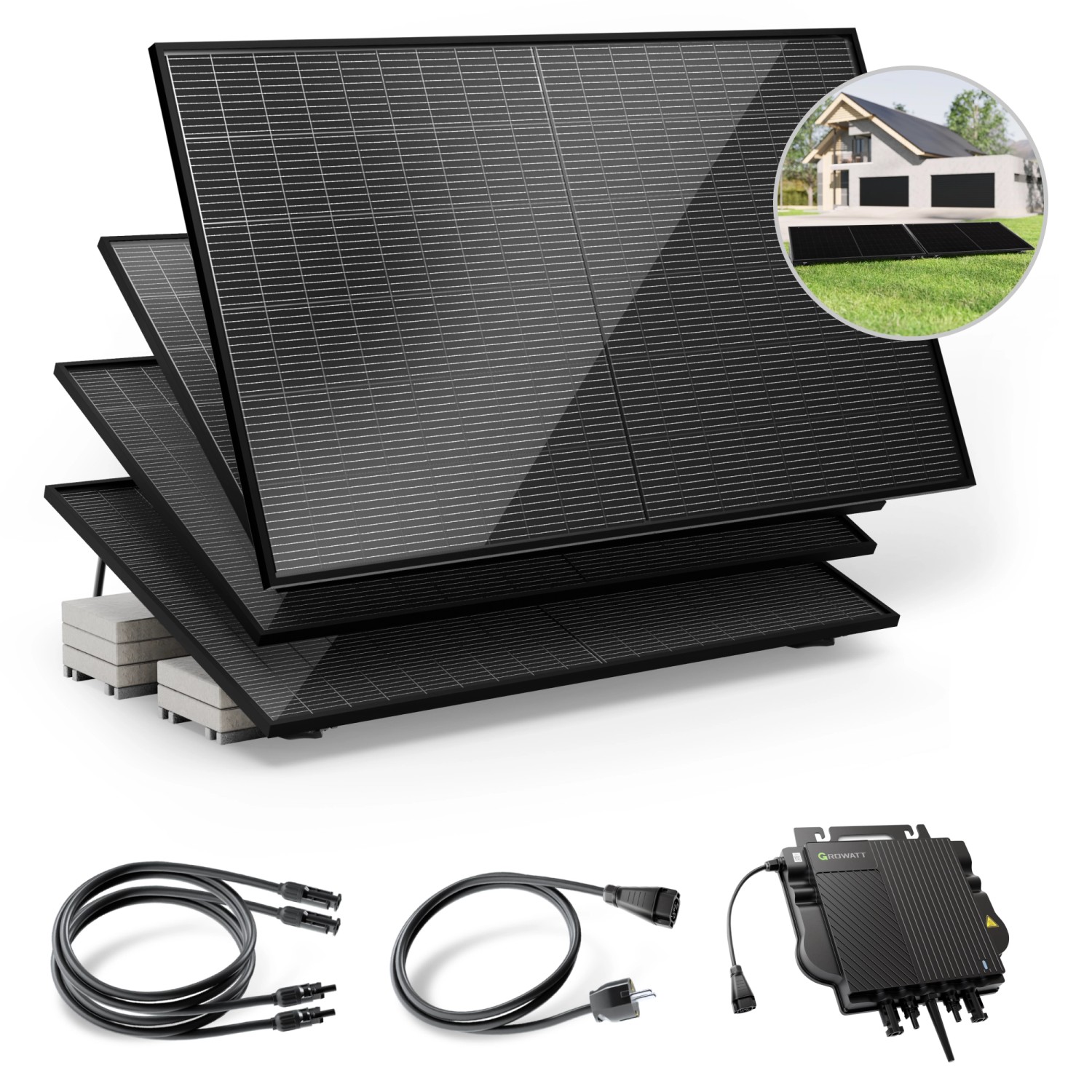 Solakon Balkonkraftwerk 2000W Solaranlage mit Gartenhalterung Steckerfertig günstig online kaufen