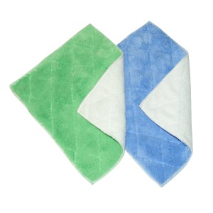 Steuber Mikrofaser Spül- und Putztücher 2er-Set in Grün und Blau mit weißer Seite.