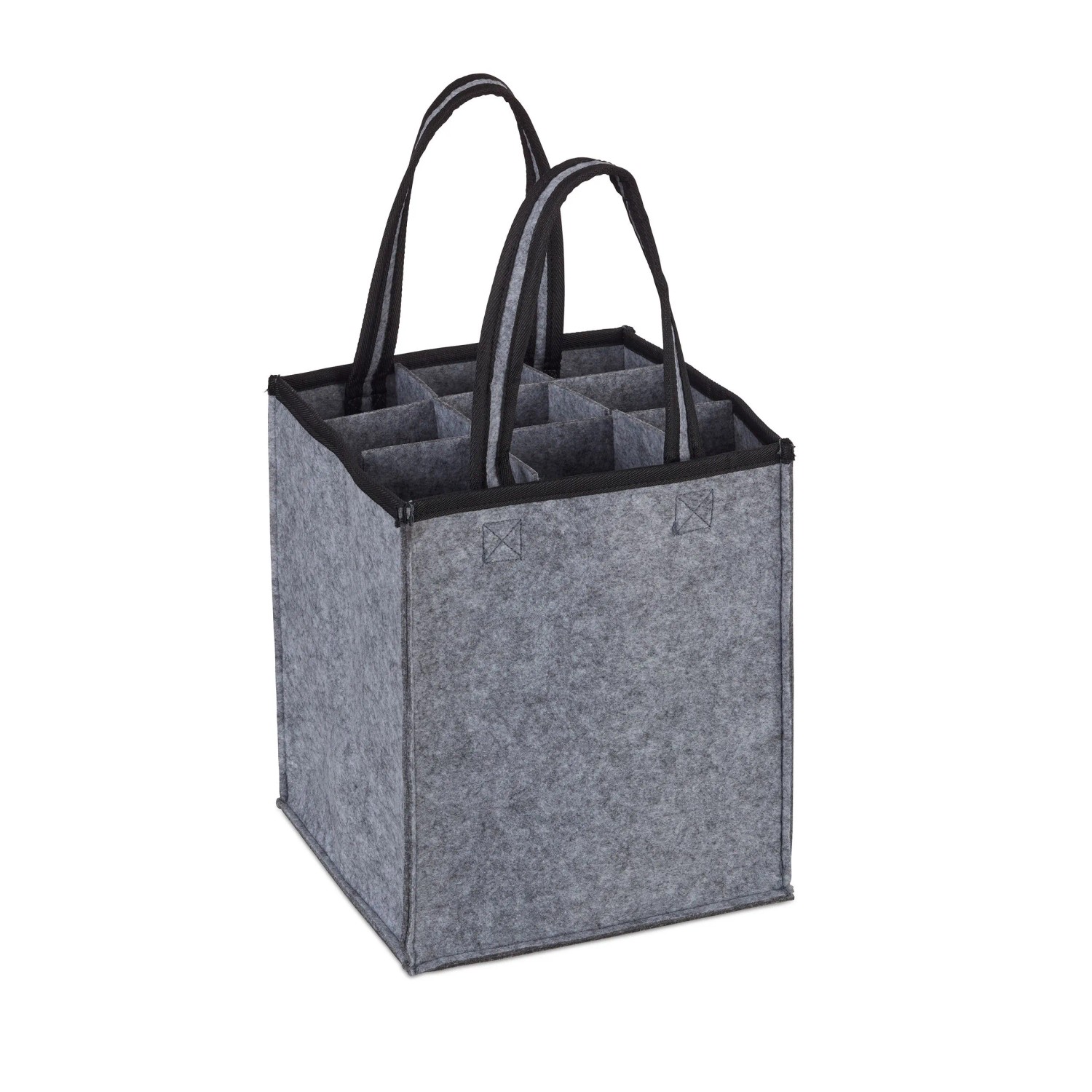 Relaxdays Flaschentasche Filz Anthrazit für 9 Flaschen 45 cm x 24 cm x 24 cm 300 g