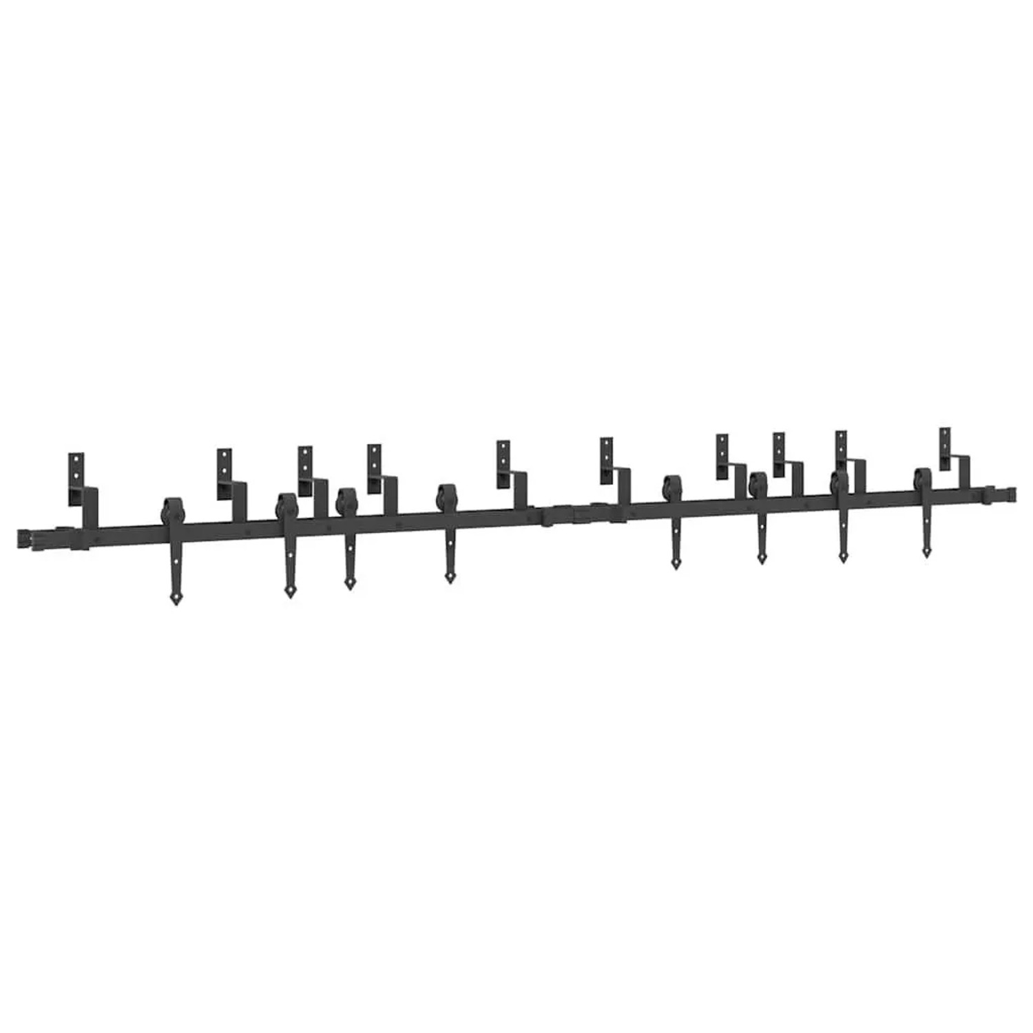 vidaXL Schiebetürbeschlag-Set 305 cm Stahl Schwarz 3295745