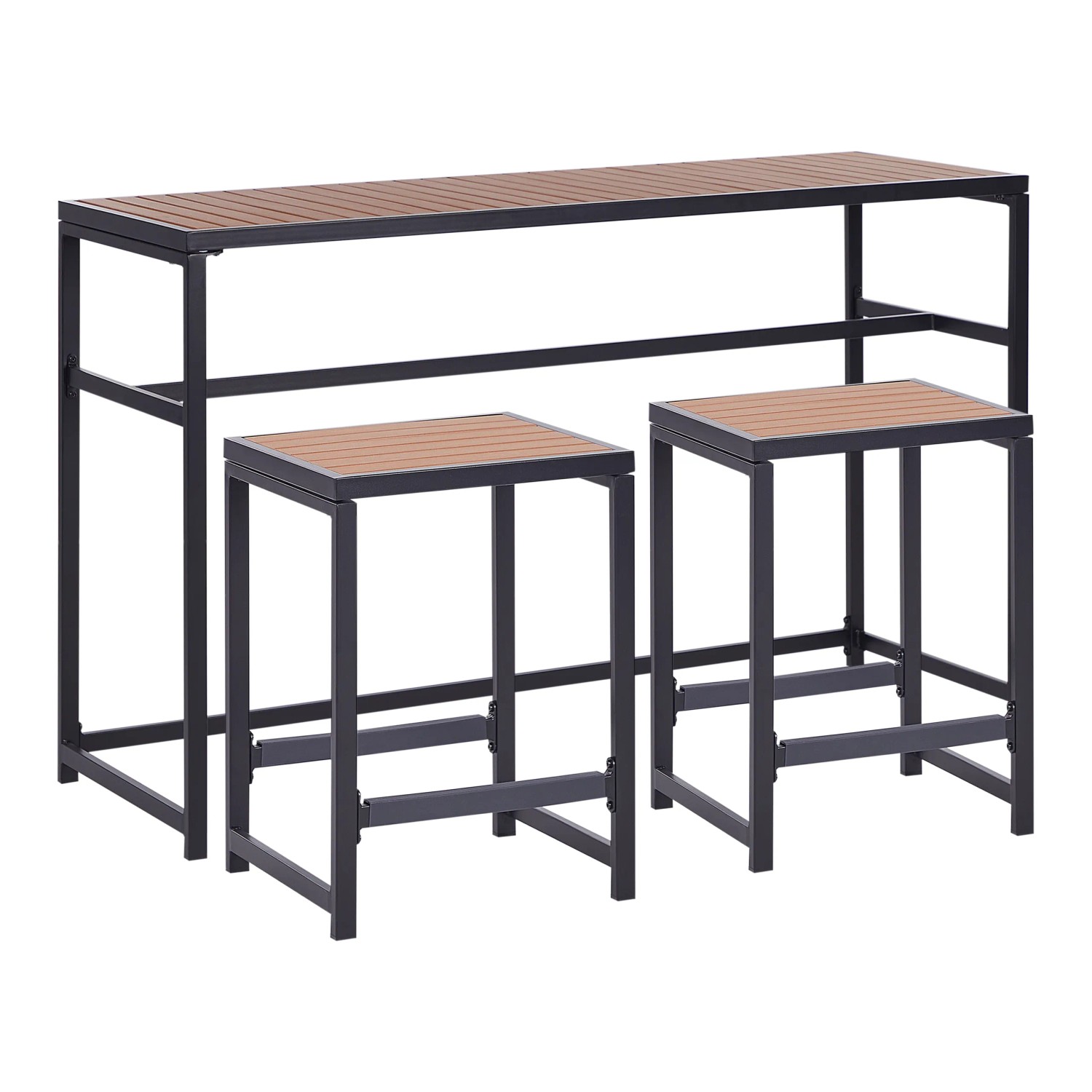 Beliani Gartentisch Set AVETRANA Schwarz Heller Holzfarbton