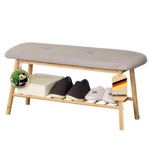 KARAT Bambus Sitzbank Montana Schuhregal mit Stauraum und Sitzkomfort 34 x 90 x 45 cm