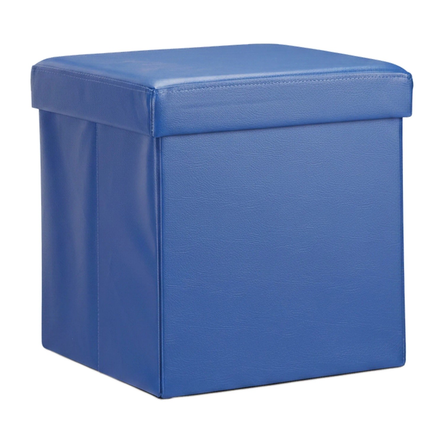 Relaxdays Sitzhocker Kunstleder Blau Faltbar 38 cm x 38 cm x 38 cm 2,5 kg