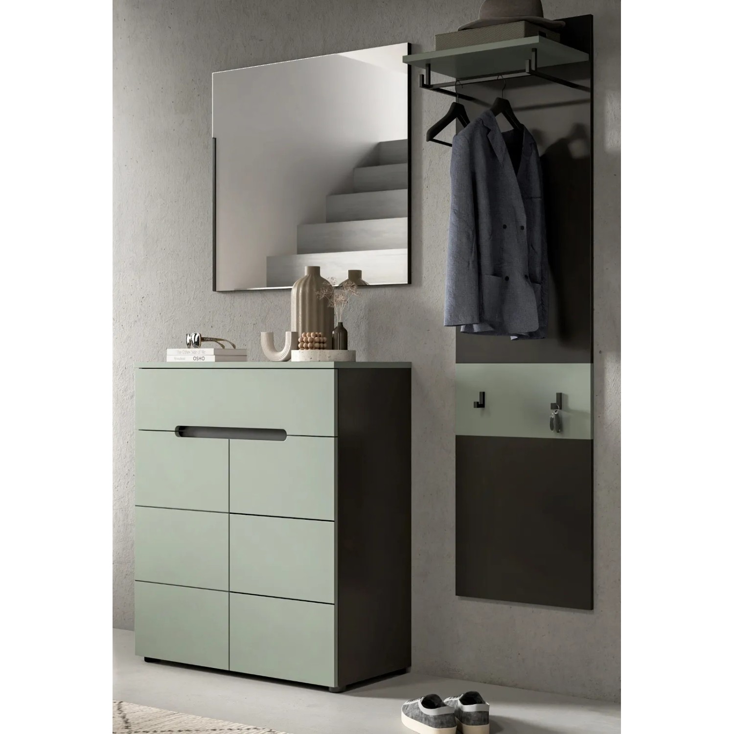 Inn.Furn Garderoben-Set 4-teilig in Salbei und Grau 220 cm Cooper_3
