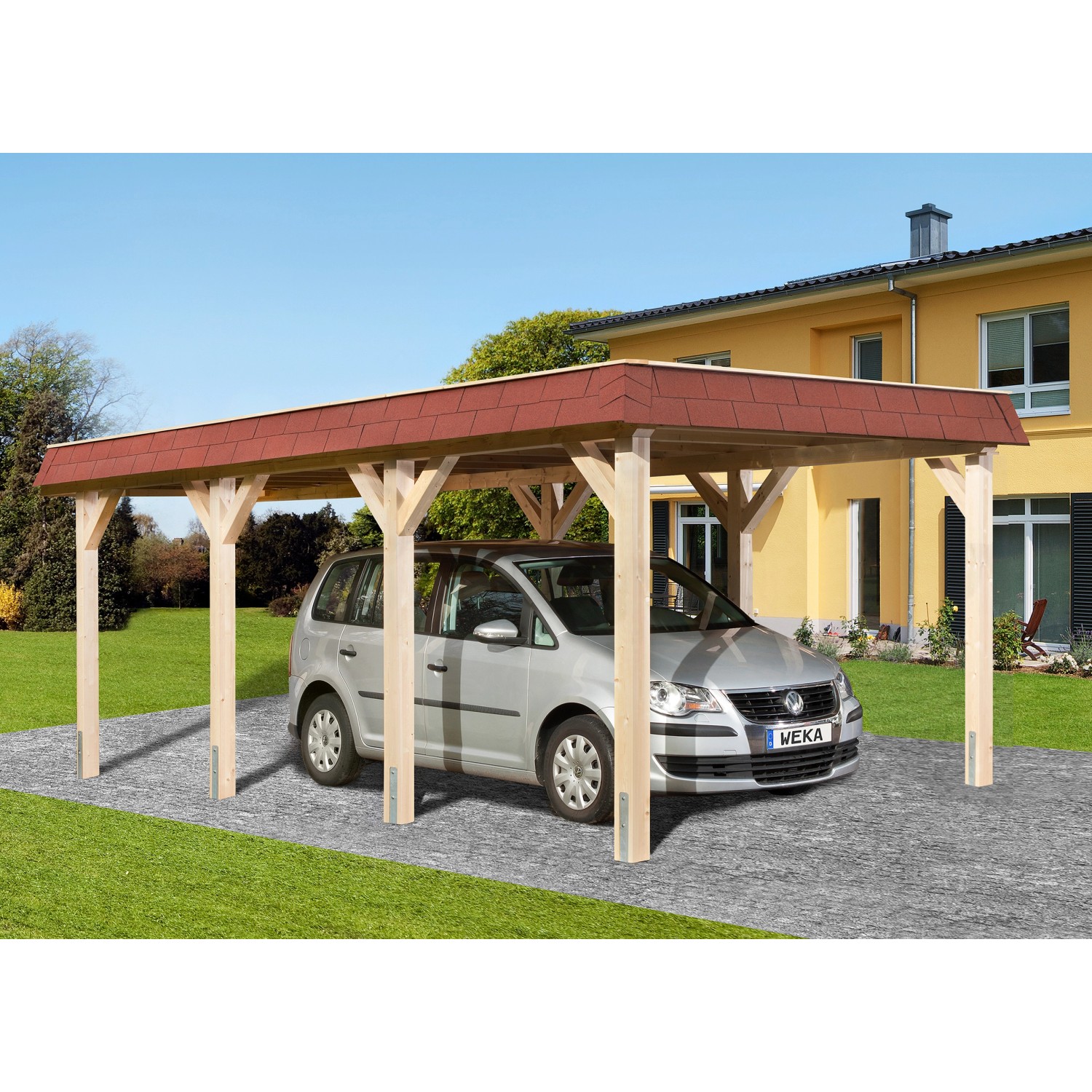 Weka Einzelcarport 615 mit Flachdach  Gr.1  294 cm x 591 cm