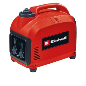 Rotes, mobiles Einhell Notstromaggregat TC-IG 2000. Kompakter Benzin-Stromerzeuger mit 230V-Steckdosen und USB-Anschlüssen.