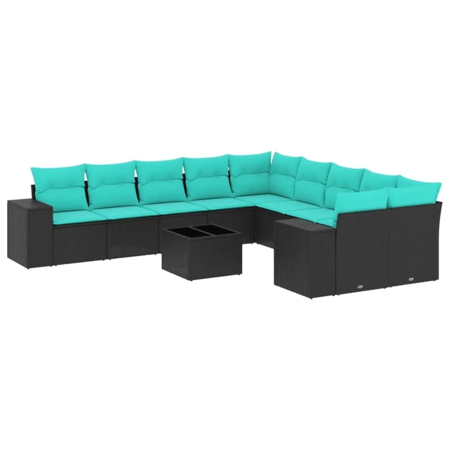 vidaXL 11-Tlg Gartensofa-Set mit Kissen Schwarz Polyrattan 3223116 günstig online kaufen