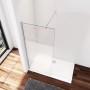 AICA Walk-in Duschwand mit Milchglasstreifen und Stabilisator, 140x200 cm.