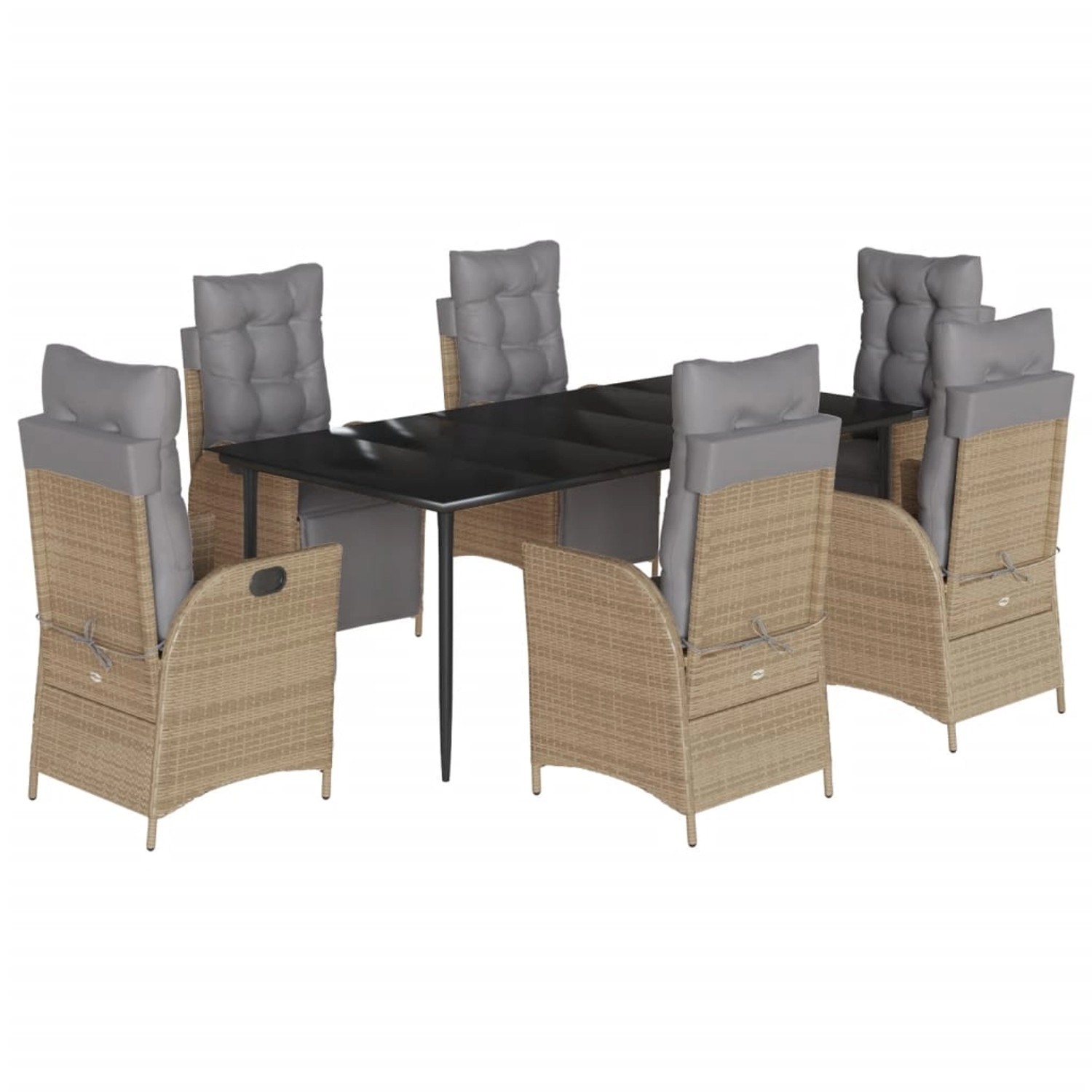 vidaXL 7-Tlg Garten-Essgruppe mit Kissen Beigemischung Poly Rattan 3213453 günstig online kaufen