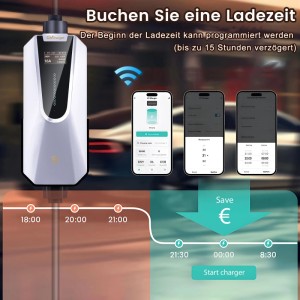 Junsun 11kW EV Ladestation mit App-Steuerung und LCD-Display. Zubehör für Elektroautos.