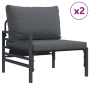 vidaXL Gartenmöbel: Anthrazitfarbenes Sofa-Set, 6-teilig, Stahlrahmen, inklusive Kissen (2 Stück).