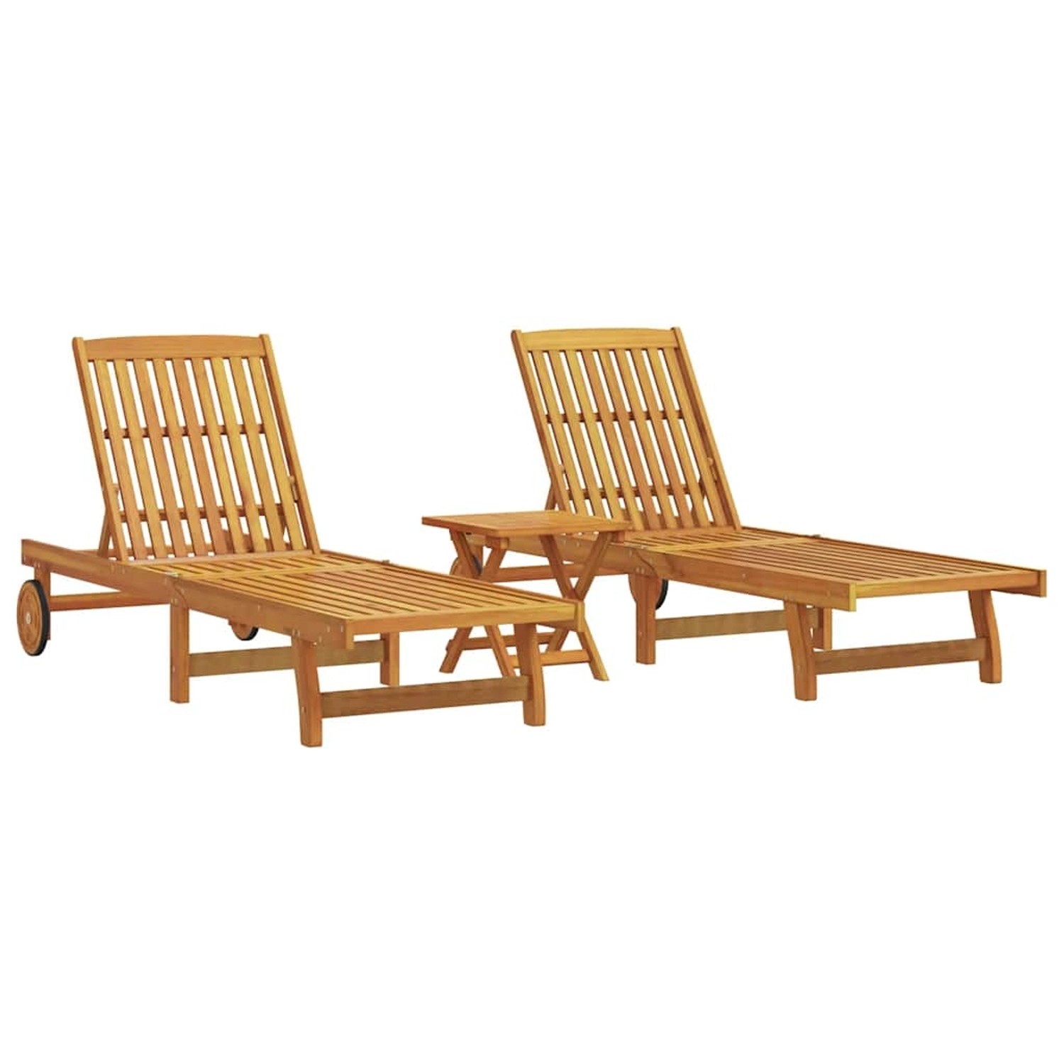 vidaXL Sonnenliegen 2 Stk mit Tisch Massivholz Akazie 3325205