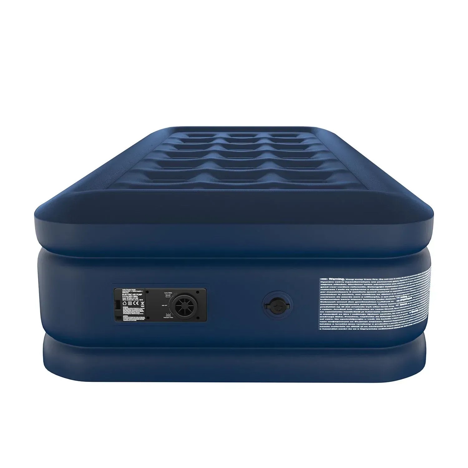 Blaues Juskys Luftbett Sapri M, selbstaufblasend mit Pumpe, für 1 Person.