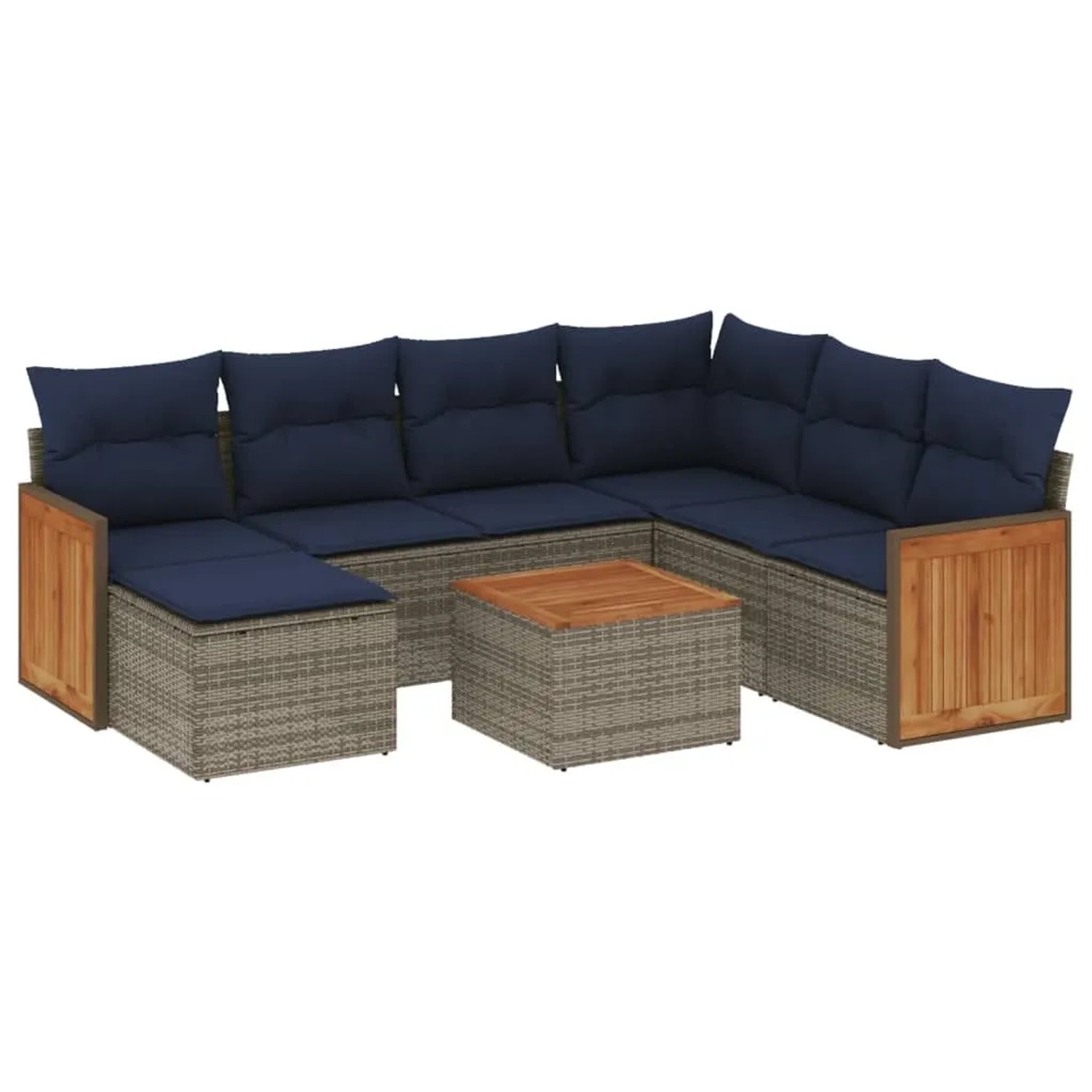 vidaXL 8-Tlg Gartensofa-Set mit Kissen Grau Polyrattan 3227895 günstig online kaufen