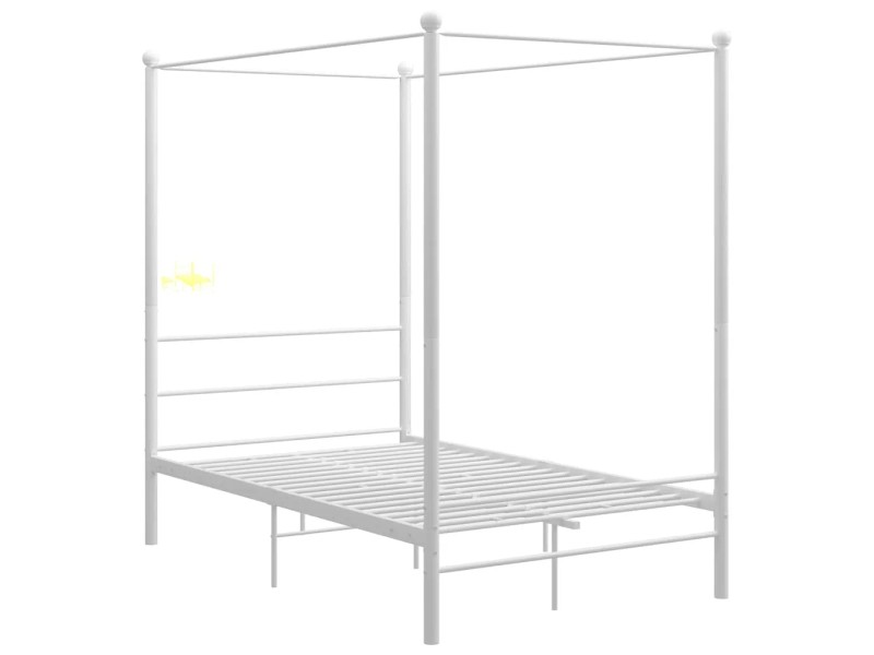 Yiustldd Himmelbettgestell Edelstahl - 120x200cm Weiß Mit Pfosten