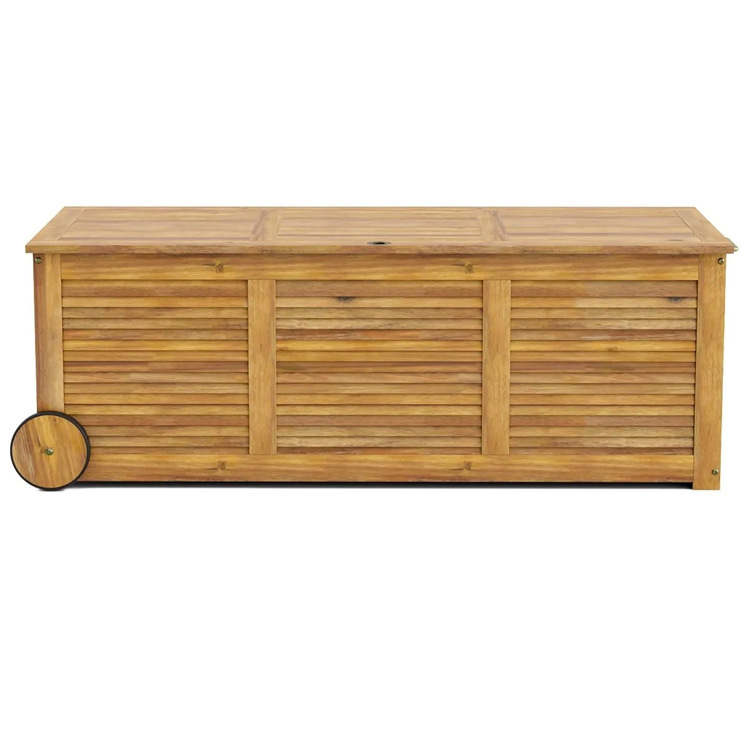 Costway Gartenbox Holz mit Rollen 2-In-1-Abdeckung 127 x 50 x 45 cm
