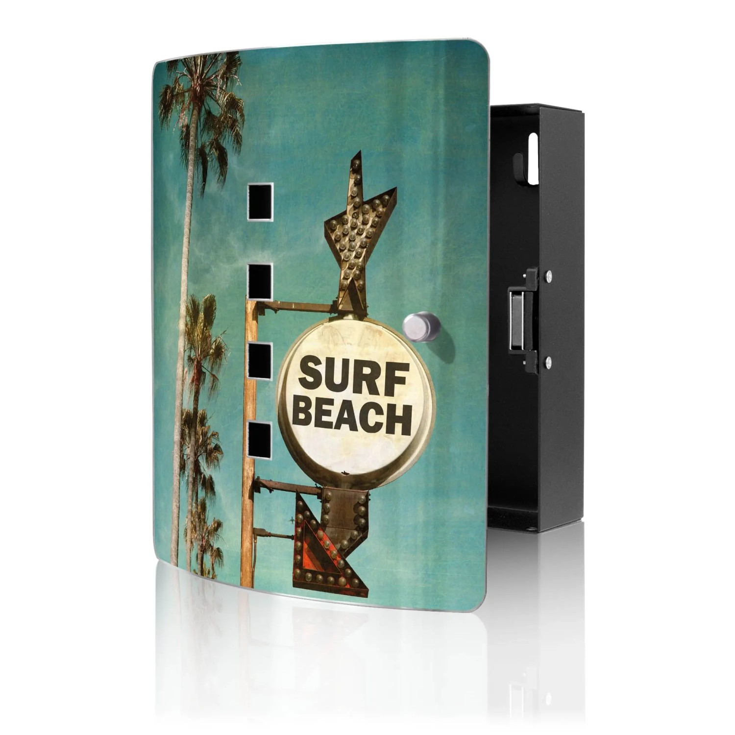 Banjado Design Schlüsselkasten Aus Edelstahl Für 10 Schlüssel 24x21,5x7cm Mit Magnetverschluss Motiv Surf Beach