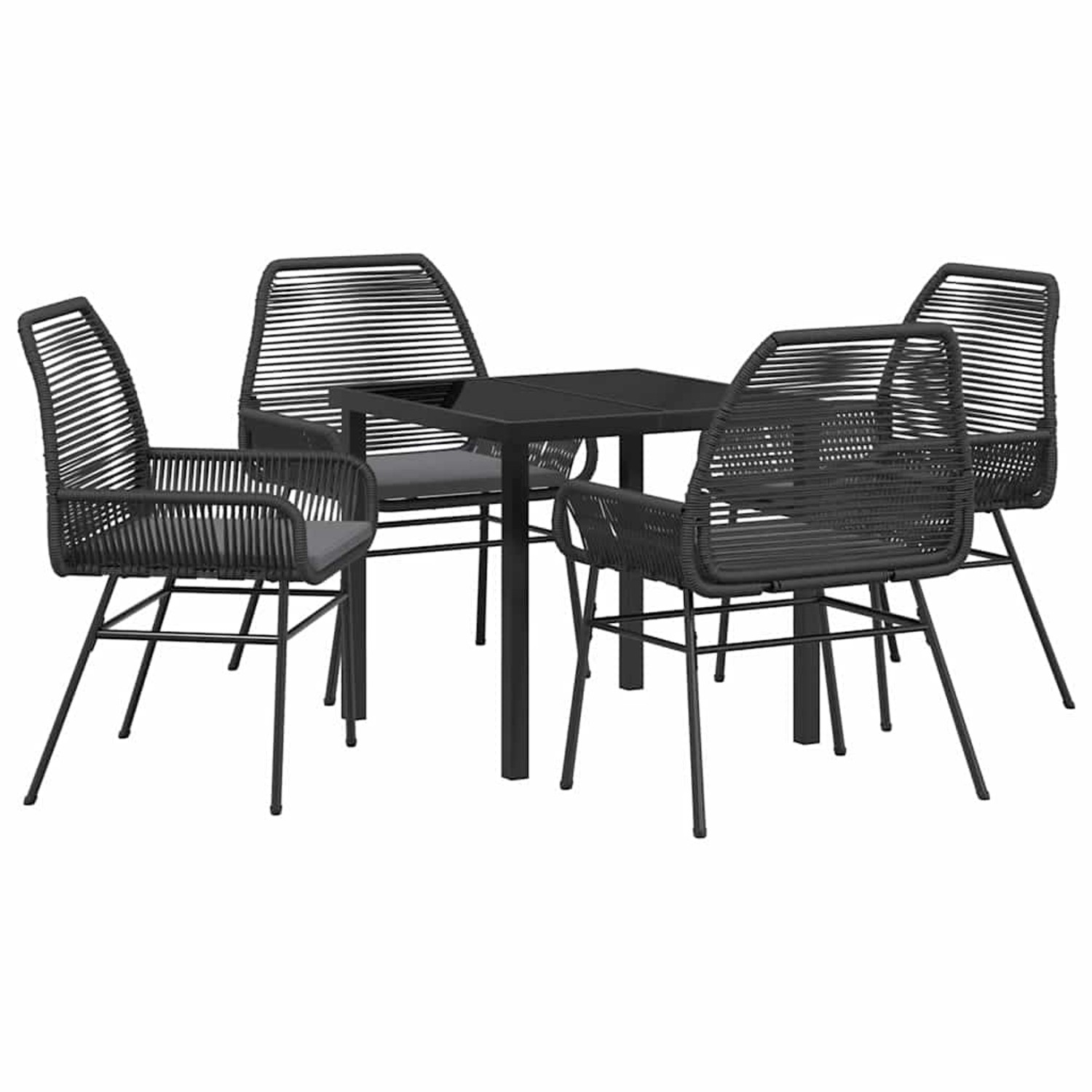 vidaXL Garten Essgruppe 5-Tlg Schwarz Poly Rattan 3380870 günstig online kaufen