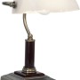 Antike Messing Tischleuchte Bankir von Brilliant, Schreibtischlampe mit weißem Schirm.