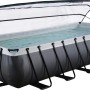 Exit Black Leather Pool mit Abdeckung und Sandfilterpumpe, 540x250x100 cm.