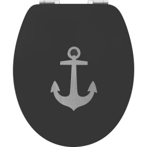 Schwarzer baliv WC-Sitz Suapure mit Anker und Absenkautomatik.