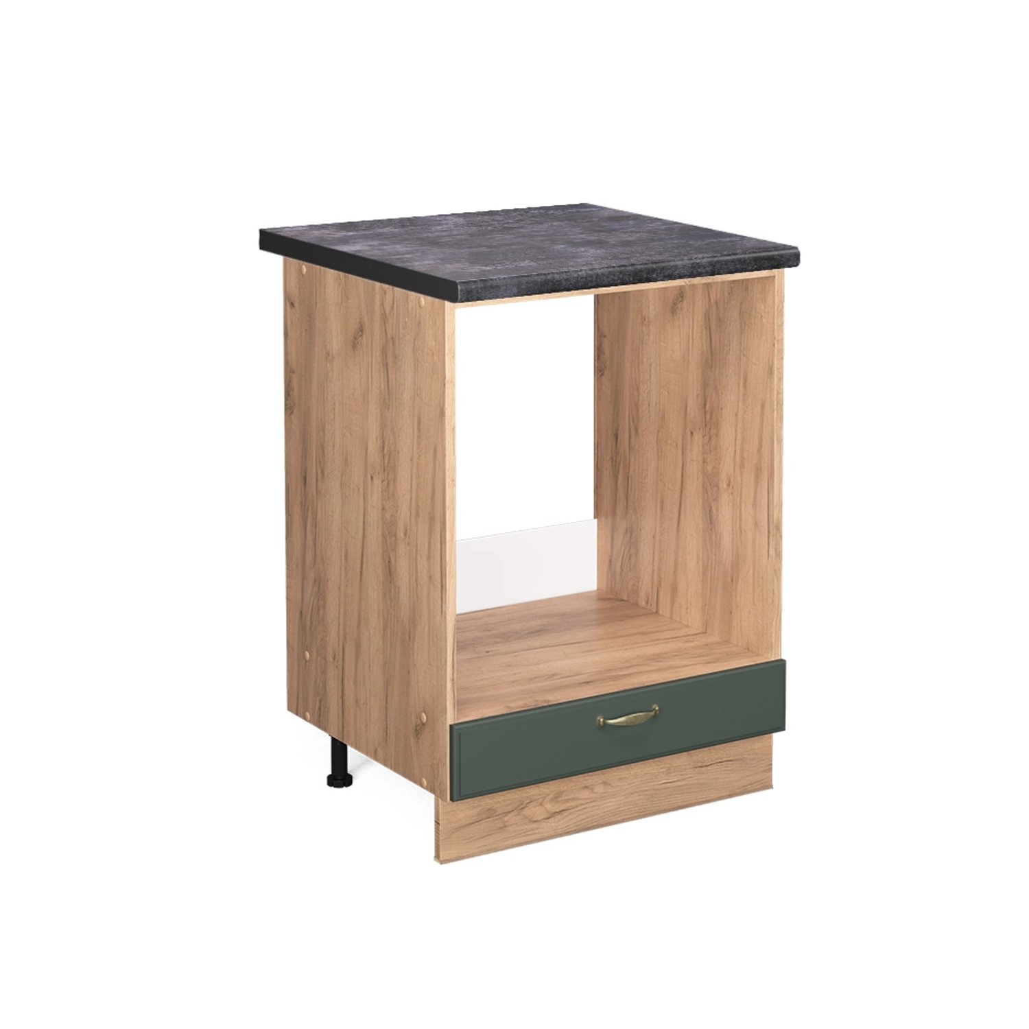 Vicco Herdumbauschrank Fame-Line Grün-Gold Landhaus/Goldkraft Eiche 60 cm AP Anthrazit