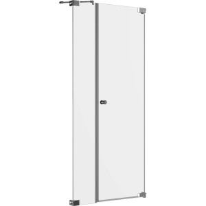 Brava Dusch-Nischentür mit Festteil, Chrom, Sondermaßanfertigung. Anschlag rechts. Rahmenlose Duschabtrennung.