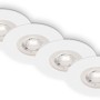 Vierer-Set: Dimmbare, weiße Brilo LED-Einbauleuchten Kulana, 4,9 W, für Innen- und Badbereich.