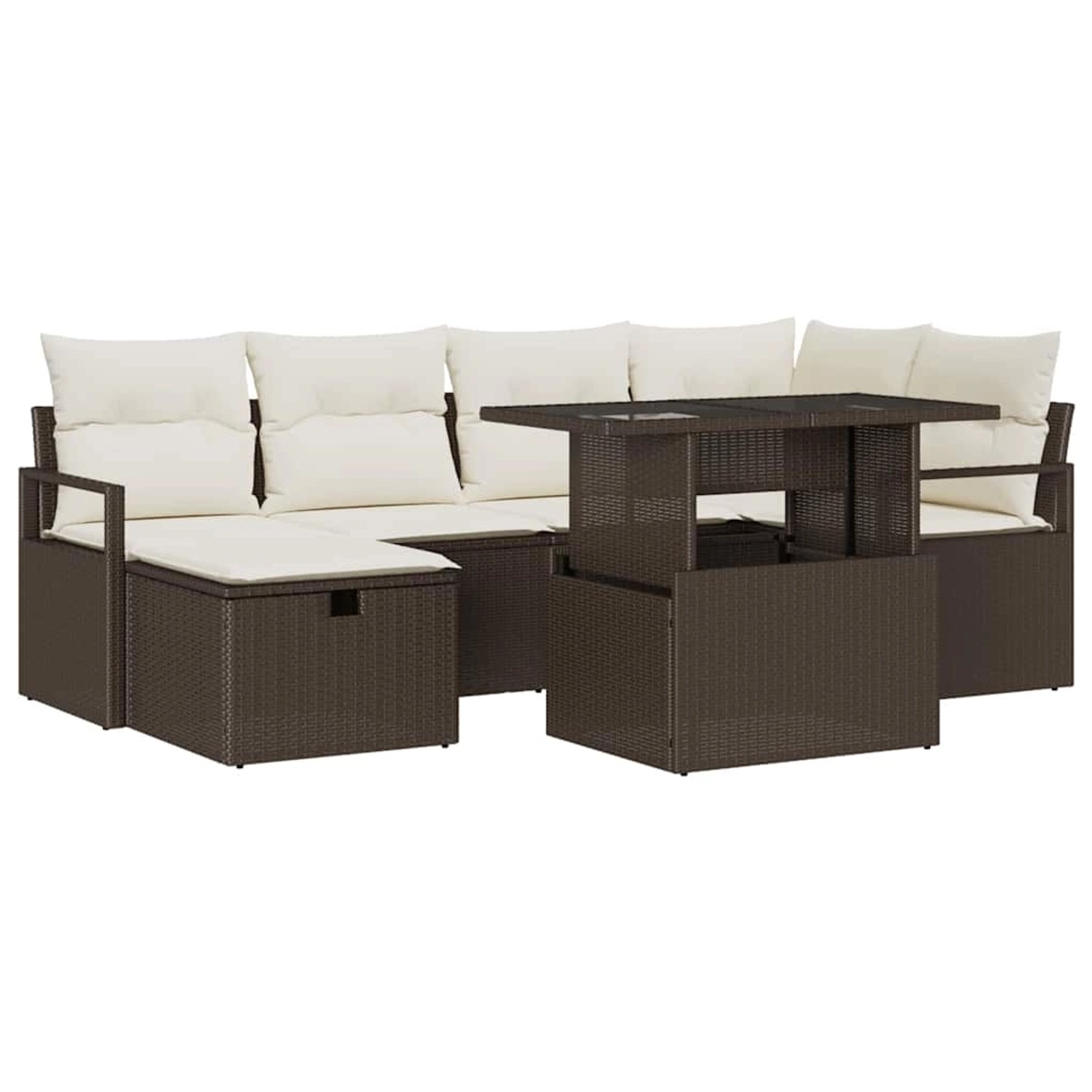 vidaXL 7-Teiliges Garten Sofa Set mit Kissen Braun Poly Rattan 3361127 günstig online kaufen