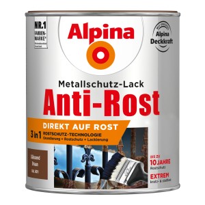 Dose Alpina Metallschutz-Lack Anti-Rost Braun glänzend, 750ml.